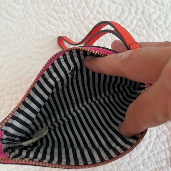 Kate Spade Hot Pink & Orange Pebbled Leather Wristlet - Picture 6 of 8